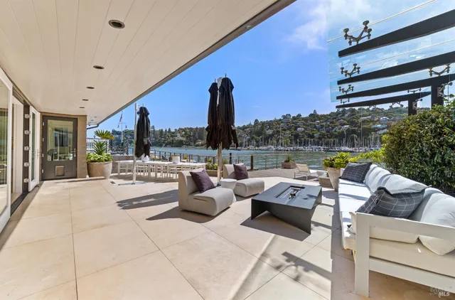 a bathroom with a shower and a vanity