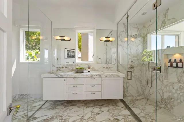 a view of a lake with houses