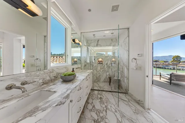 a view of ocean with boats