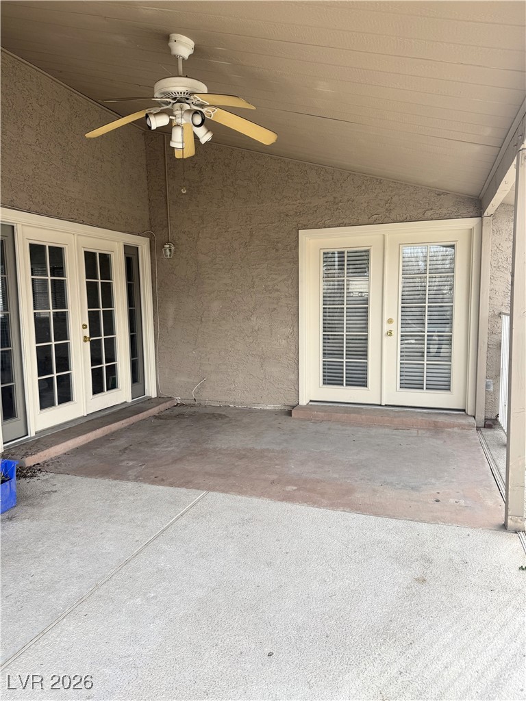 5311 South Sandhill Road Las Vegas, NV 89120 - Photo 20 of 24 View of patio / terrace featuring french doors and a ceiling fan