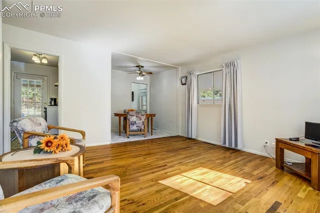 a room with a chair and a table