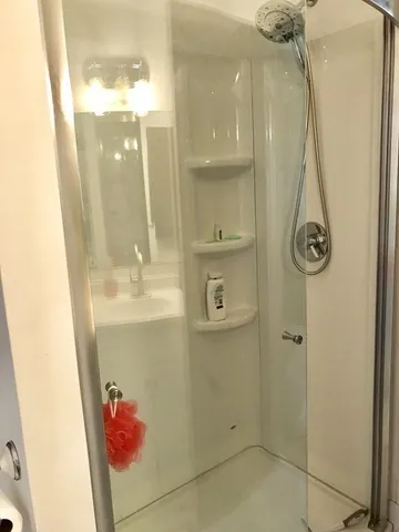 a bathroom with a shower