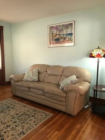 a living room with furniture and a rug