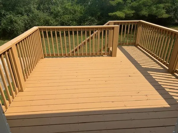 a view of wooden deck