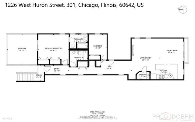 $529,000 | 1226 West Huron Street, Unit 301, Chicago, IL 60642