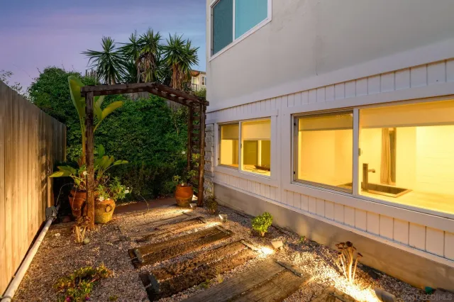 a view of a patio front of house