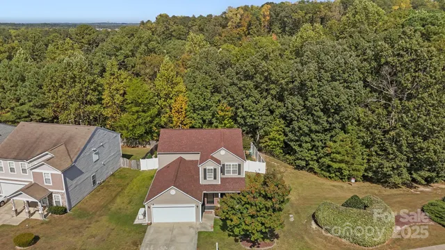 an aerial view of a house