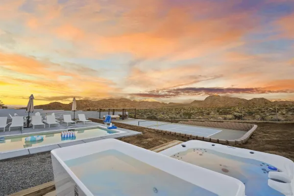 a view of a terrace with skyline