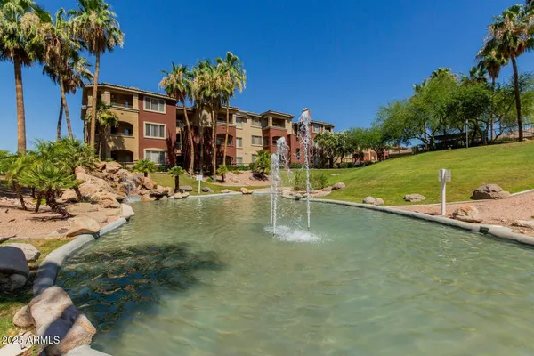 a view of a park with slide