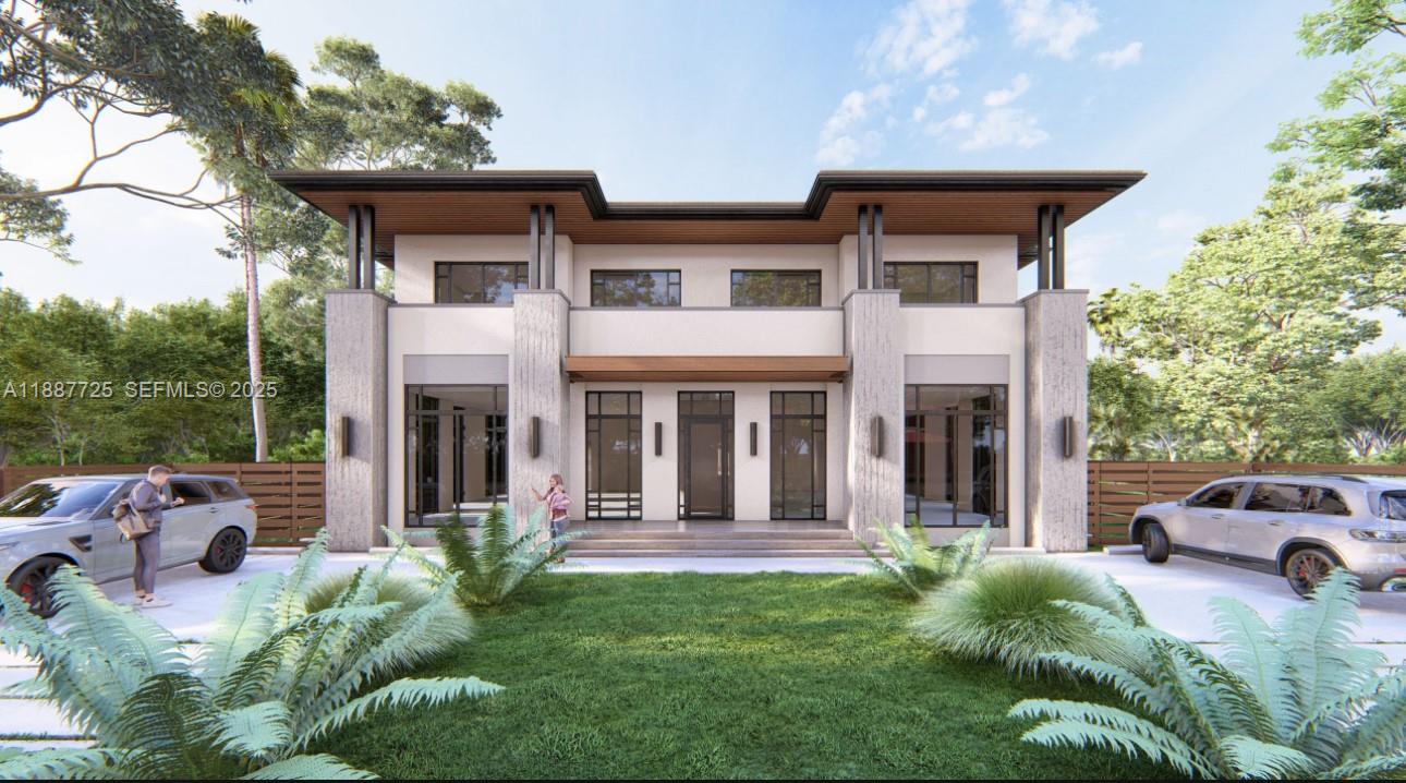 a view of a house with a garden