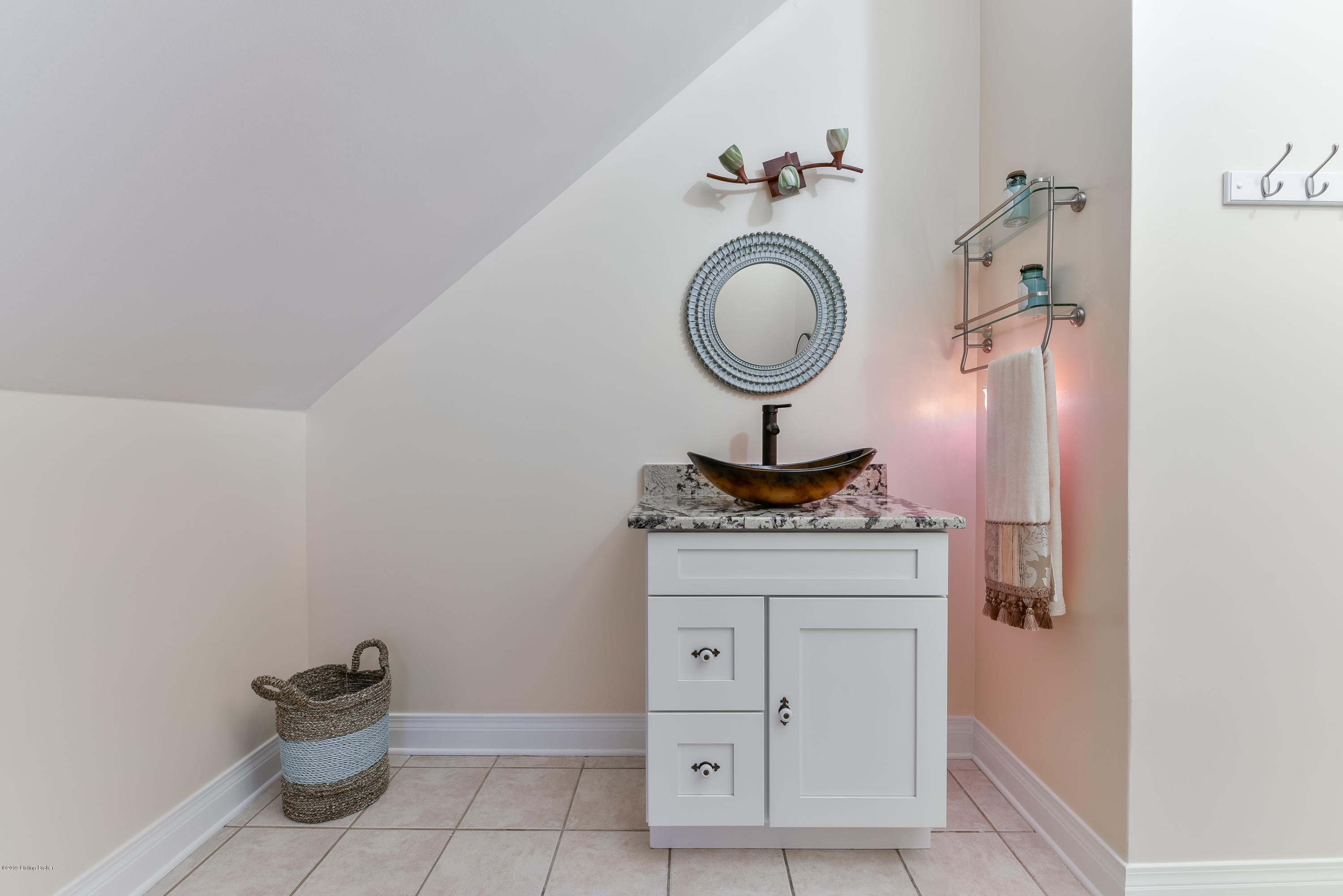 11511 Cedardale Road Anchorage, KY 40223 - Photo 75 of 99 The full bath includes tiled floors, dual sinks, remodeled (2019) vanity area and casement window for natural light