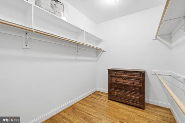 a view of an empty walk in closet