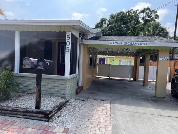 a view of an entrance of the building