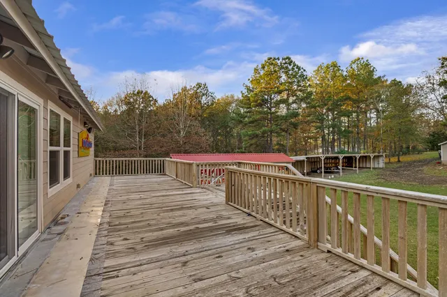 a balcony with hardwood