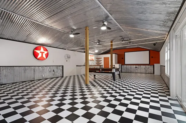 a black and white checkered floor