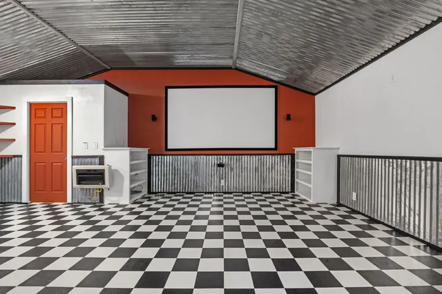 a black and white checkered floor