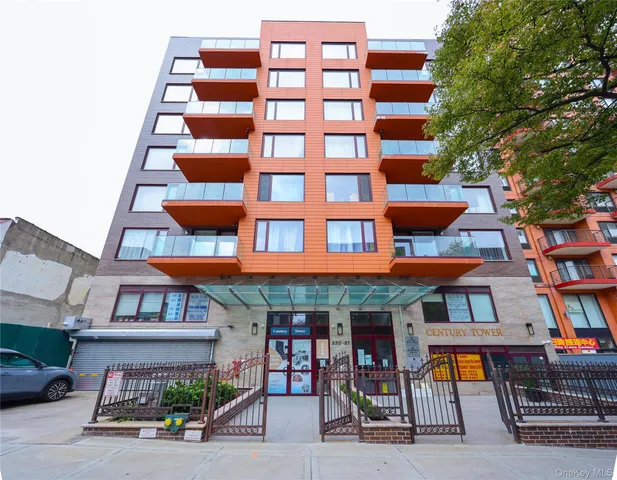 a front view of multi story residential apartment building