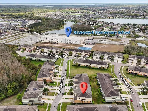 an aerial view of a city