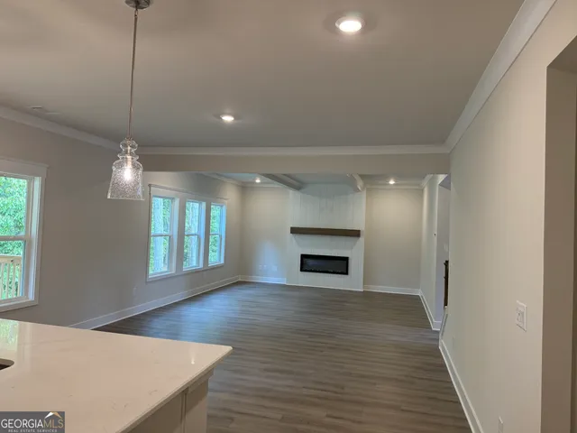 a view of a small space with a window