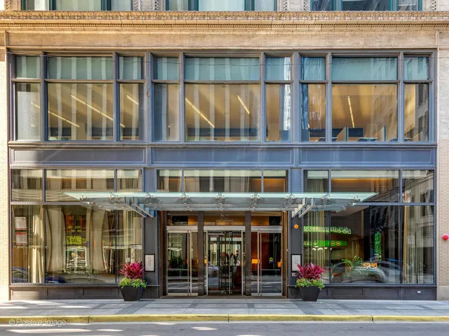 a view of a building with a window and door