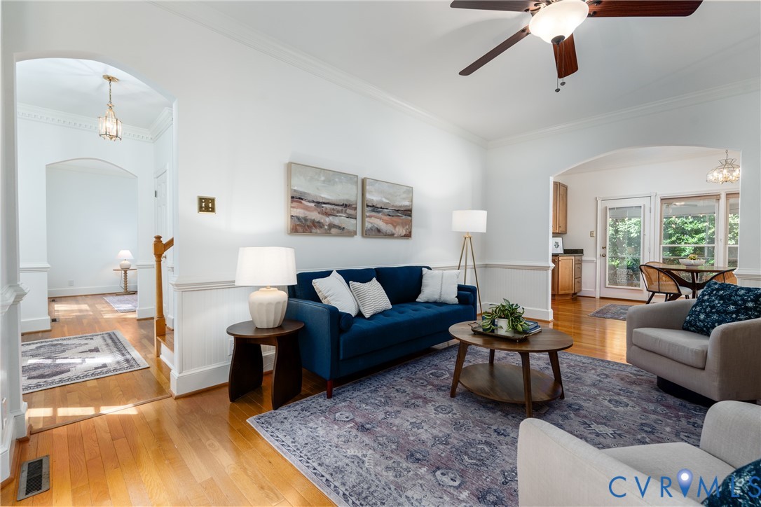 4418 Croatan Road Richmond, VA 23235 - Photo 11 of 50 Wood floors, traditional paneling and chair rail