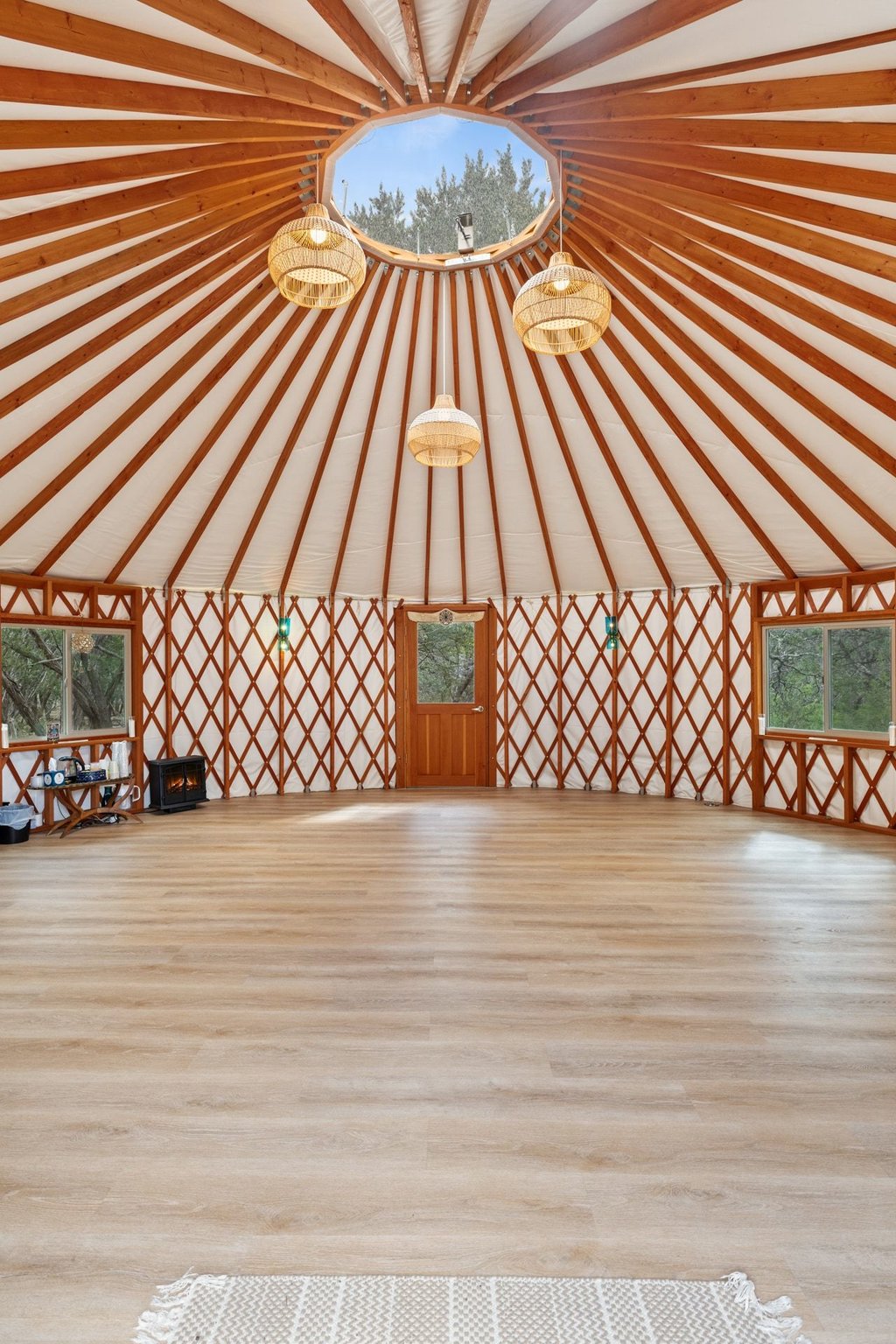 321 Lea Lane Wimberley, TX 78676 - Photo 19 of 39 Unfurnished room with plenty of natural light, wood finished floors, and vaulted ceiling