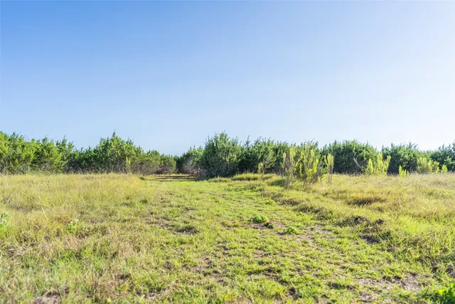 a yard with lake view