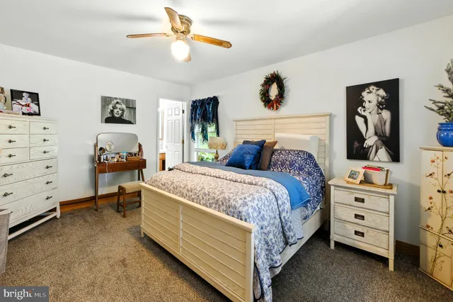 a bedroom with a bed and a cabinet