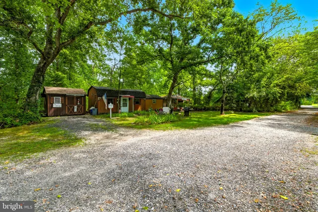 a front view of a house with yard and green space