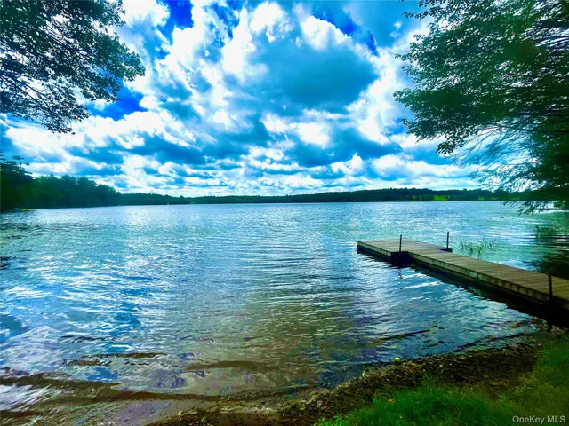 a view of a lake from a yard