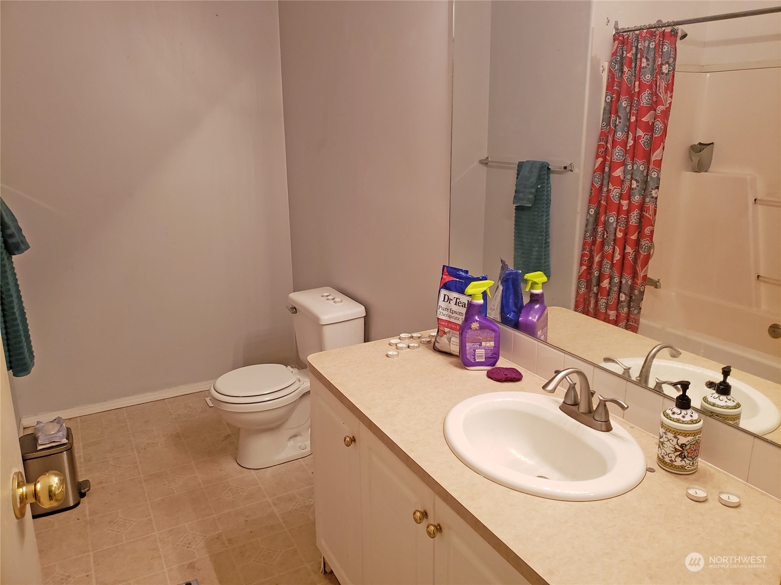 7130 196th Avenue Southwest Rochester, WA 98579 - Photo 14 of 36 a bathroom with a sink vanity mirror and toilet