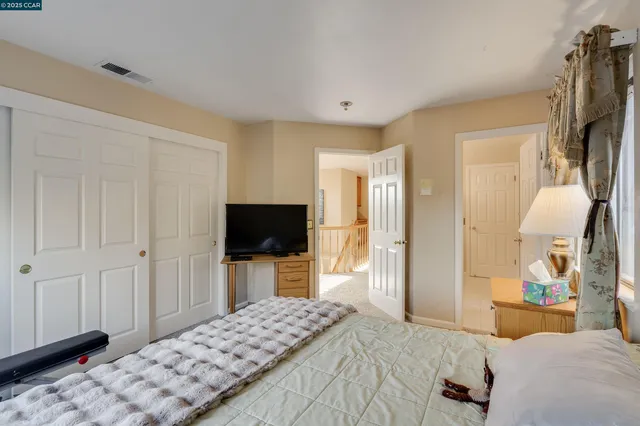 an aerial view of a house with a garden