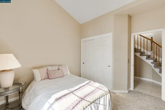 aerial view of a house with a yard