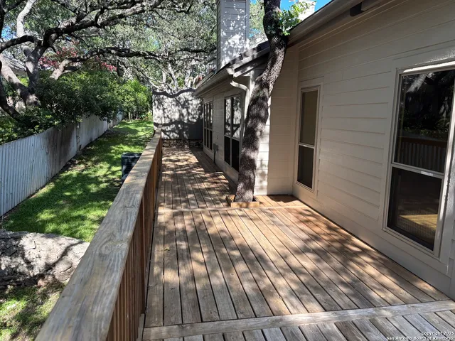a view of a wooden deck