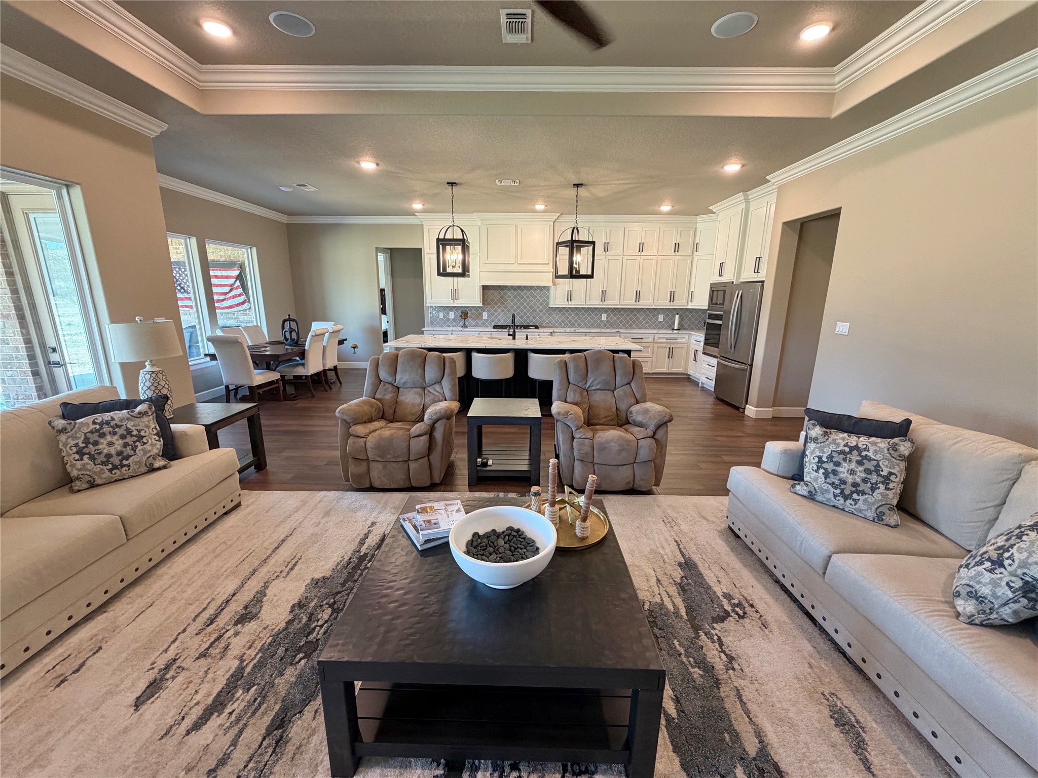 838 Oak Ridge Drive Angleton, TX 77515 - Photo 12 of 49 a living room with furniture and view of kitchen