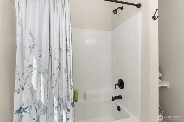 a bathroom with a bathtub