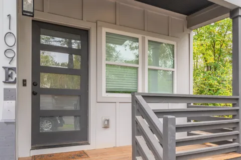 a view of an entryway with a window