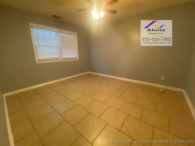 a view of a room with a window