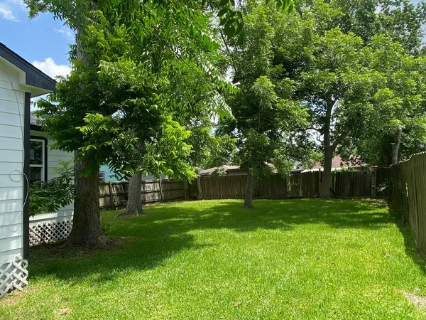 a view of a backyard with a small cabin