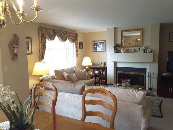 161 Stone Ridge Road, Unit 161 Franklin, MA 02038 - Photo 12 of 23 a living room with furniture chandelier and a fireplace