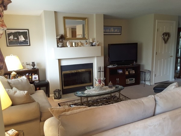 161 Stone Ridge Road, Unit 161 Franklin, MA 02038 - Photo 17 of 23 a living room with furniture a flat screen tv and a fireplace