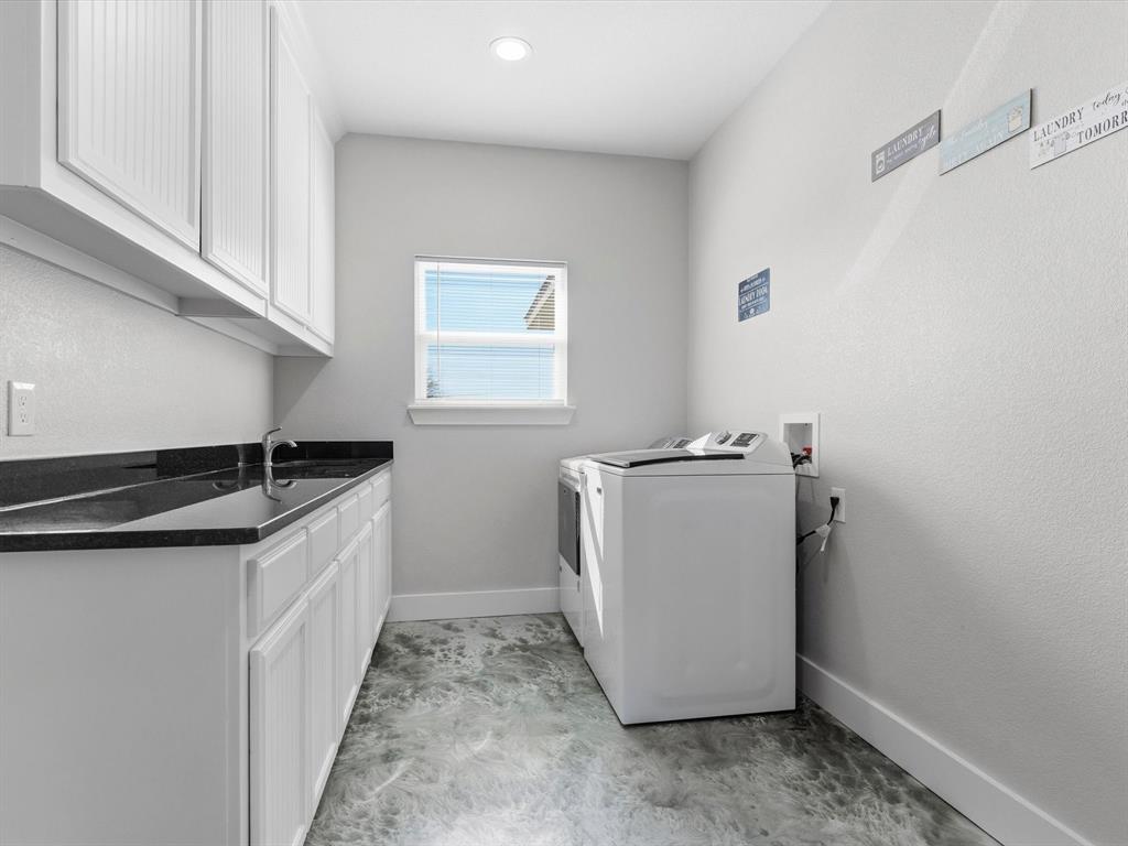 123 Kriston Lane Springtown, TX 76082 - Photo 16 of 39 a utility room with a sink a refrigerator and window