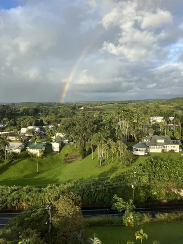 an aerial view of residential houses with outdoor space and swimming pool