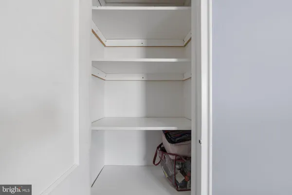 a view of storage and utility room with racks on the wall