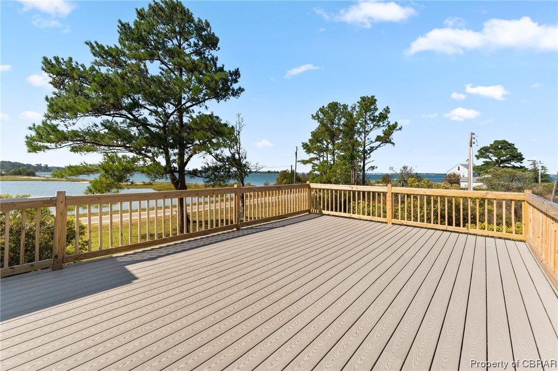 2218 Mill Creek Road Wake, VA 23176 - Photo 18 of 41 Wooden terrace featuring a water view