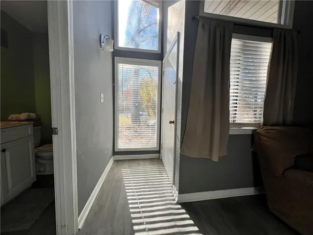 a view of a bedroom from the hallway