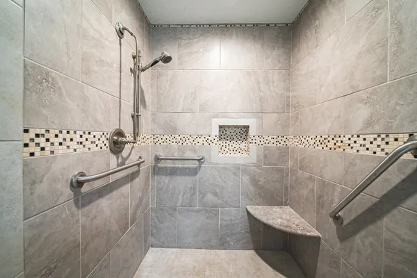 a bathroom with a shower