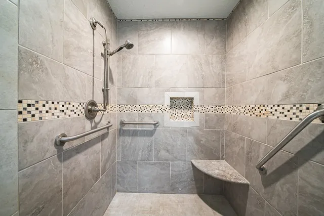 a bathroom with a shower