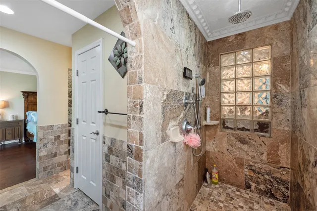 a bathroom with a shower