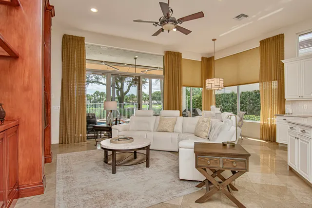 a view of a golf course with a garden